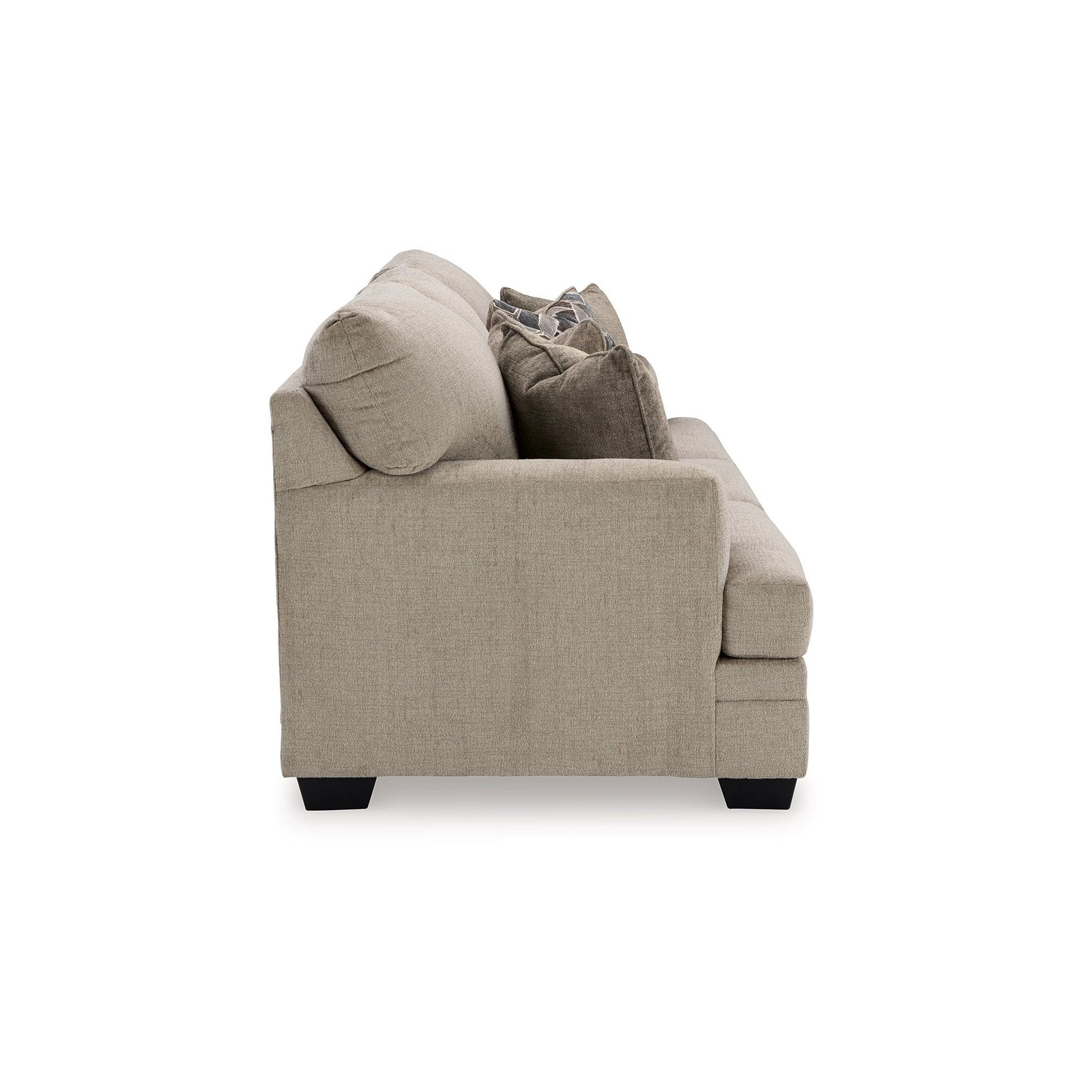 Canapé-lit Ead, lit queen size en mousse à mémoire de forme, 4 coussins décoratifs, taupe brun