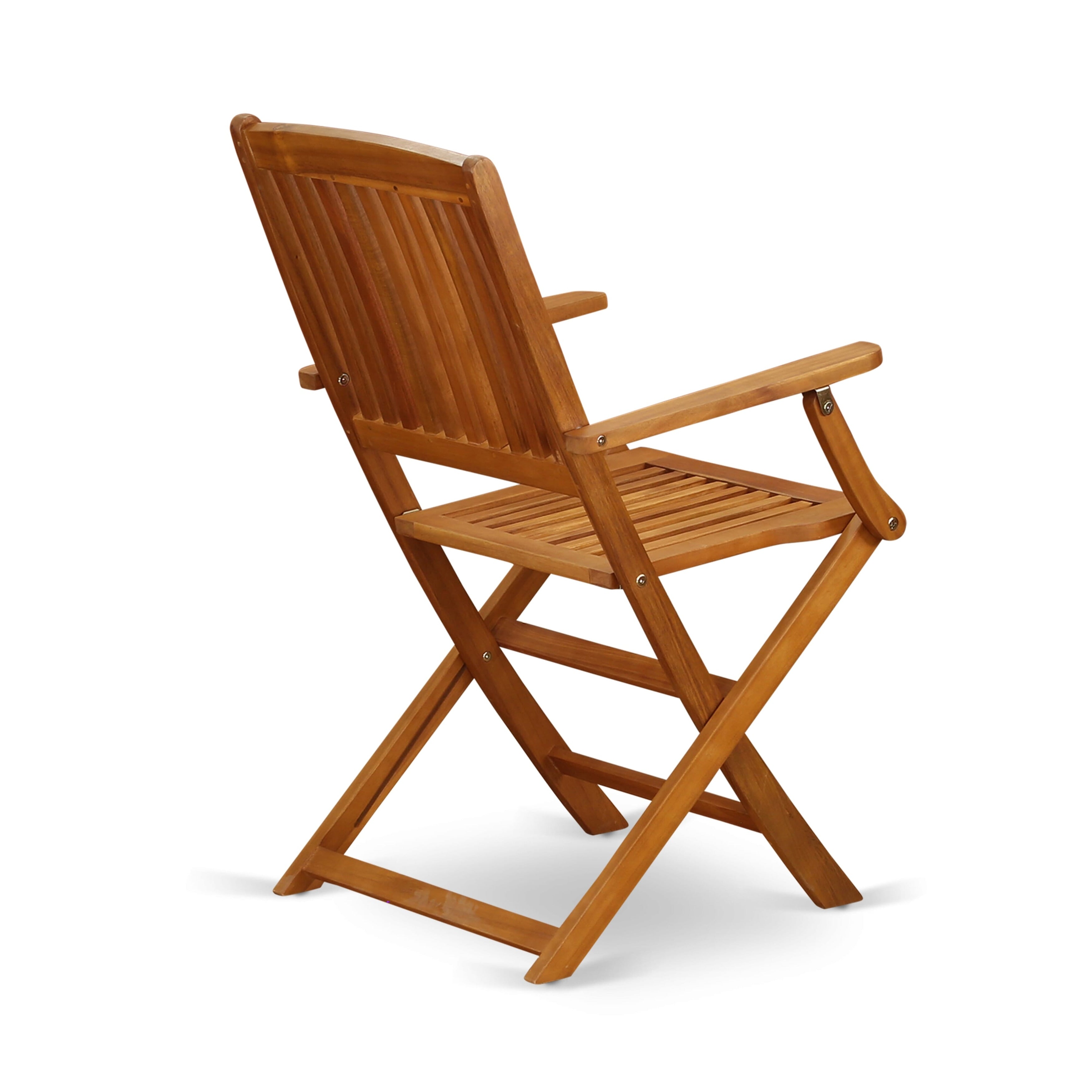 Ensemble de 3 tables pliantes en bois East West Furniture : une table basse d'extérieur en bois d'acacia et 2 fauteuils pliants, huile naturelle