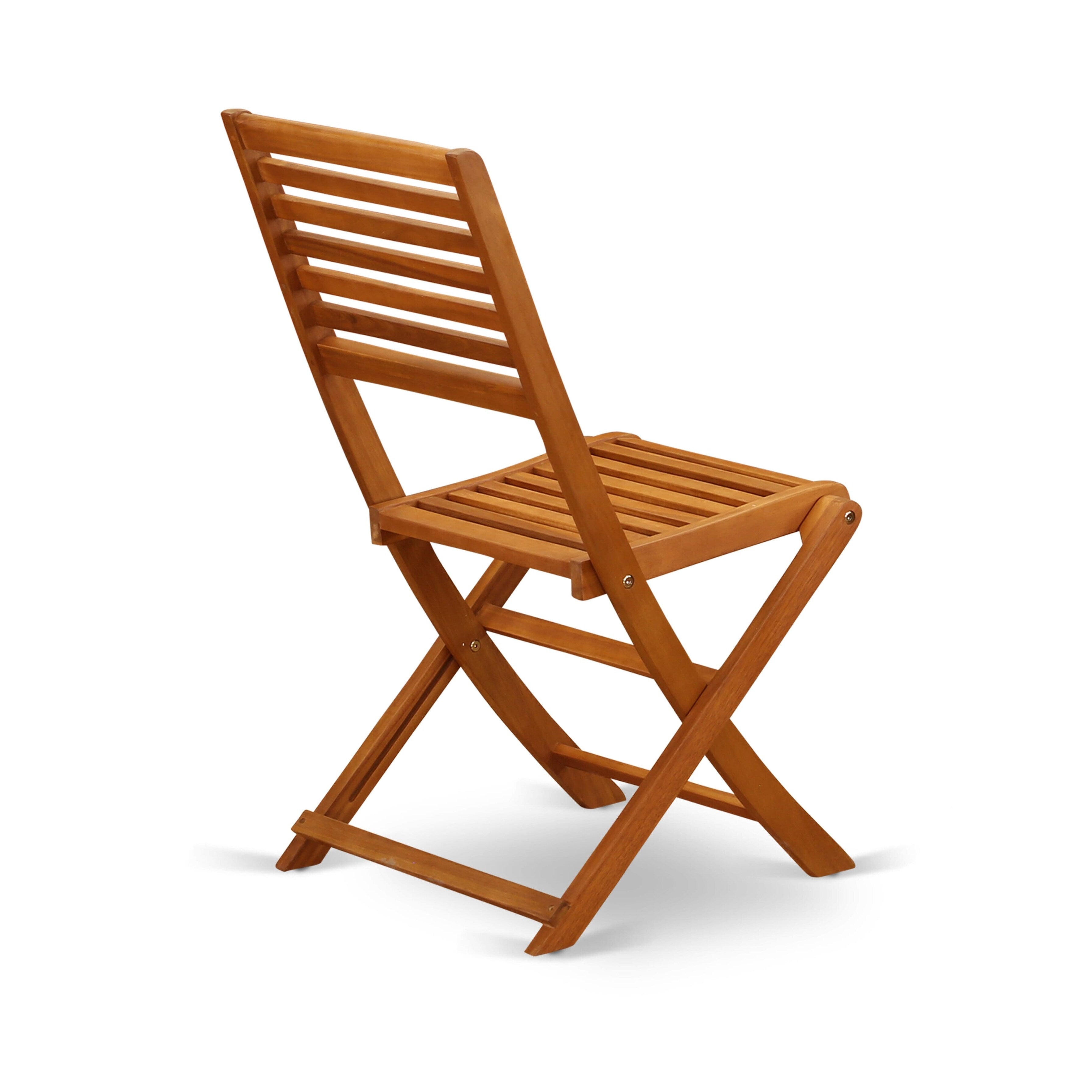 L'ensemble de bistrot de conversation d'extérieur East West Furniture comprend une table basse ronde en bois et 2 chaises pliantes, huile naturelle