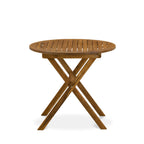 L'ensemble de bistrot de conversation d'extérieur East West Furniture comprend une table basse ronde en bois et 2 chaises pliantes, huile naturelle