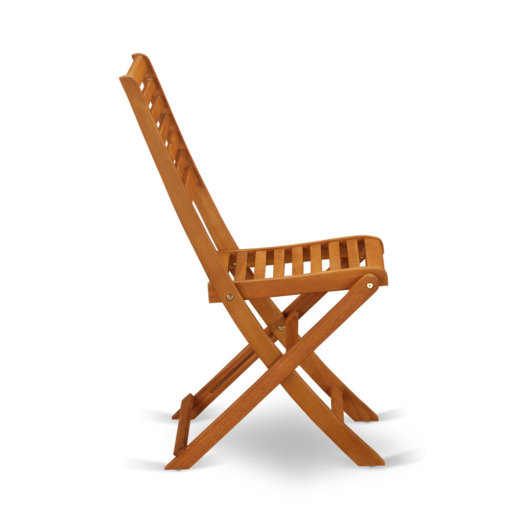 L'ensemble de bistrot de conversation d'extérieur East West Furniture comprend une table basse ronde en bois et 2 chaises pliantes, huile naturelle