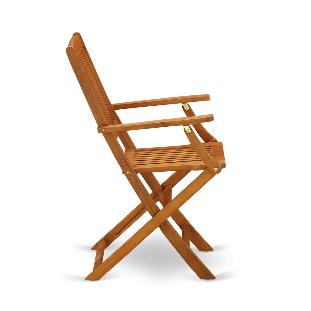 Ensembles de salle à manger d'extérieur East West Furniture : table ovale en acacia et chaises pliantes, huile naturelle (options de pièces)