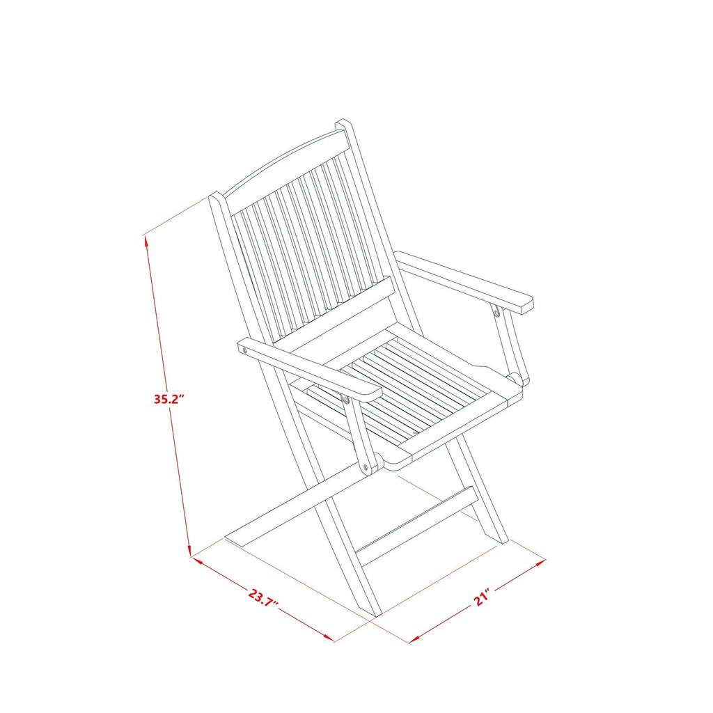 Ensembles de salle à manger d'extérieur East West Furniture : table ovale en acacia et chaises pliantes, huile naturelle (options de pièces)