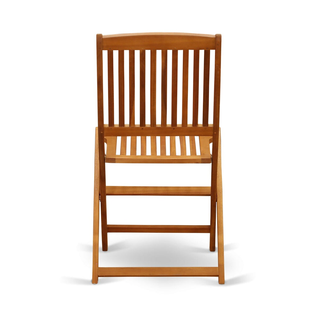 Ensemble de table de patio East West Furniture : table en bois d'acacia, chaises pliantes et chaises d'appoint, huile naturelle (options de pièces)