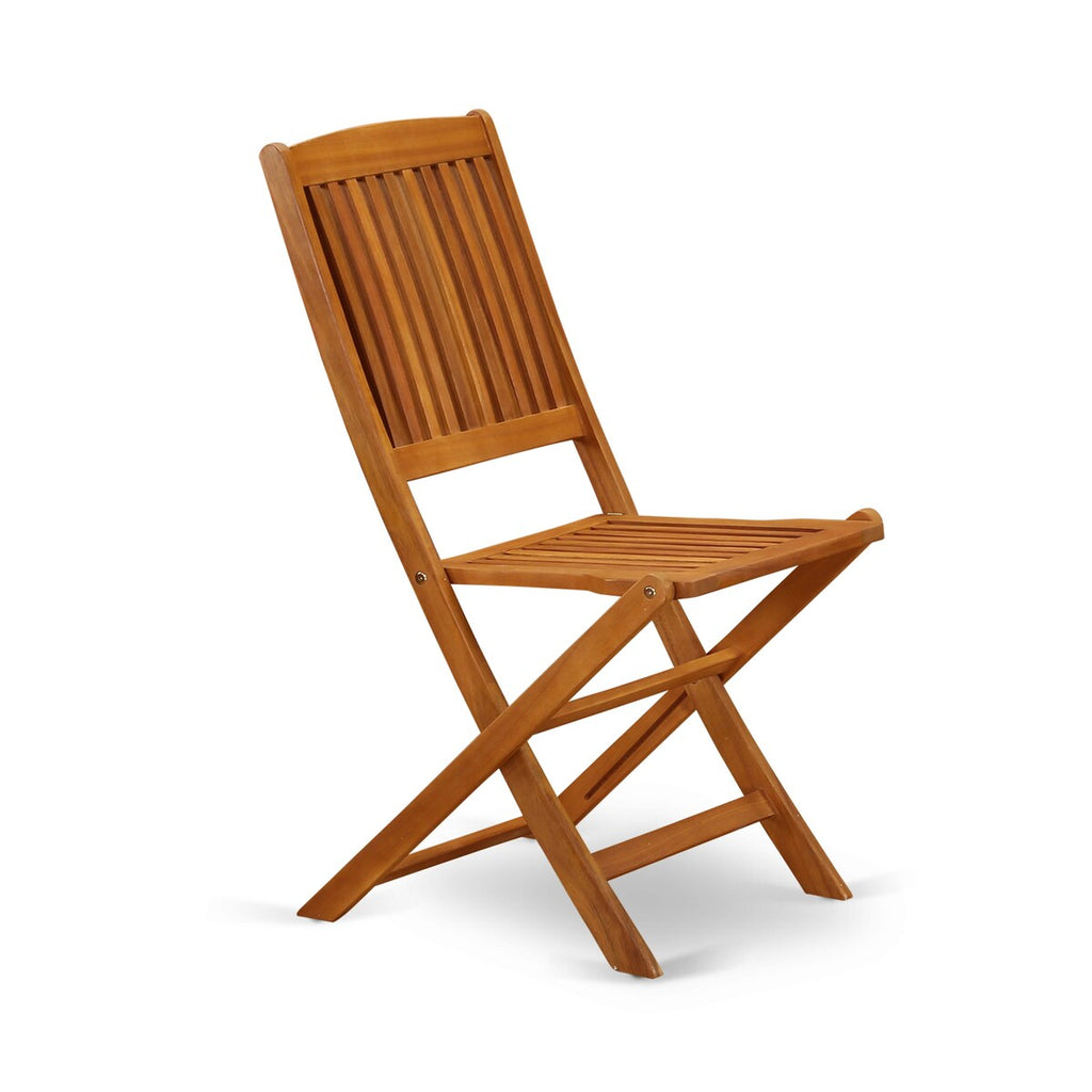 Ensemble de table de patio East West Furniture : table en bois d'acacia, chaises pliantes et chaises d'appoint, huile naturelle (options de pièces)