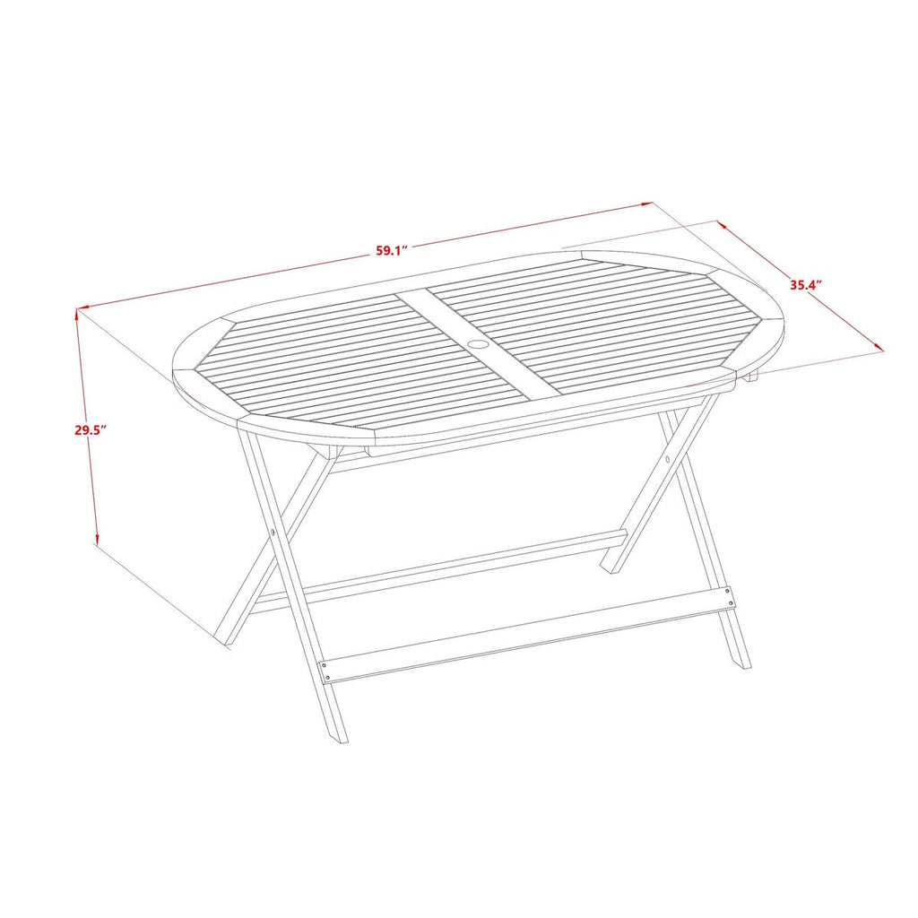Ensemble de table de patio East West Furniture : table en bois d'acacia, chaises pliantes et chaises d'appoint, huile naturelle (options de pièces)