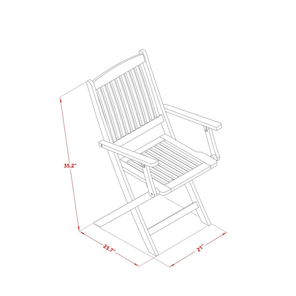 Ensemble de table de patio East West Furniture : table en bois d'acacia, chaises pliantes et chaises d'appoint, huile naturelle (options de pièces)