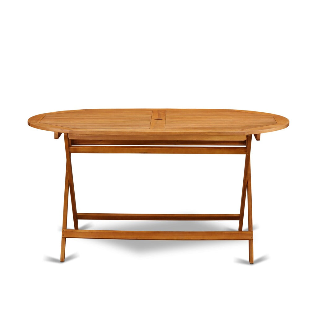 Ensemble de table de patio East West Furniture : table en bois d'acacia, chaises pliantes et chaises d'appoint, huile naturelle (options de pièces)