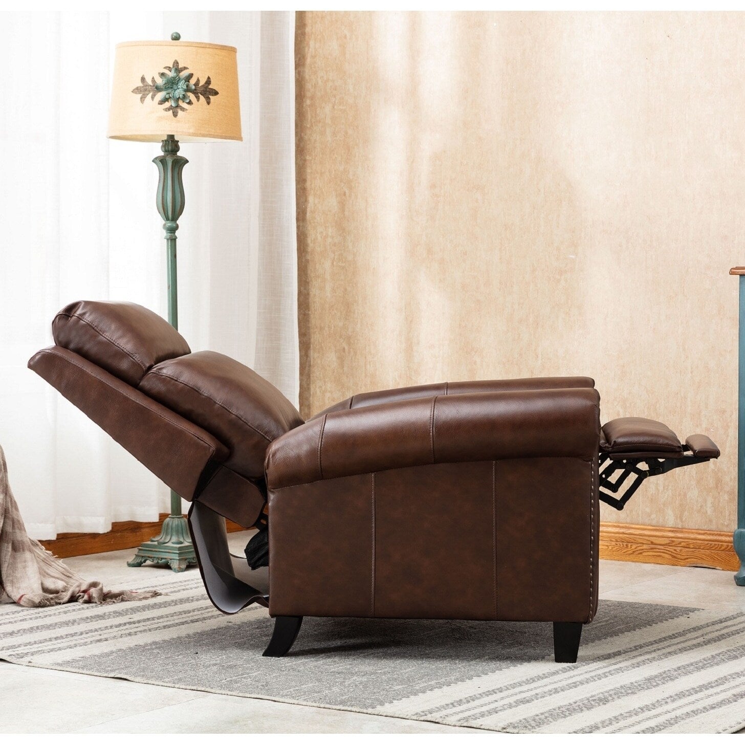 Fauteuil inclinable club en cuir véritable Ebello