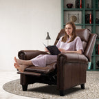 Fauteuil inclinable club en cuir véritable Ebello