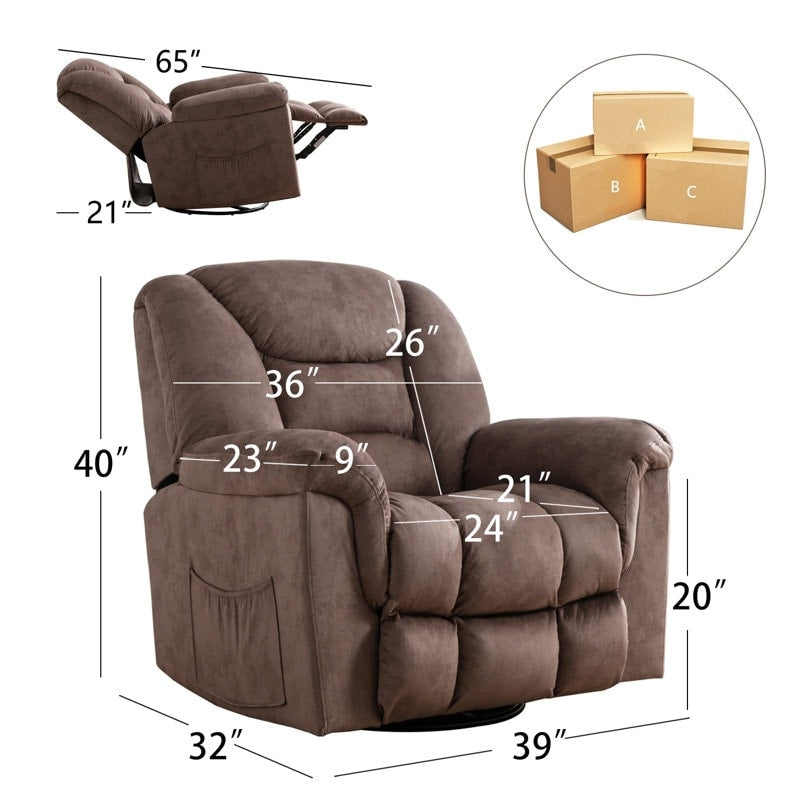 Fauteuil inclinable pivotant manuel surdimensionné Ebello