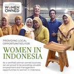 EcoDecors, Serenity, Banc de douche en teck, Tabouret de douche en teck, Banc de douche d'angle en teck, 45 cm, avec étagère