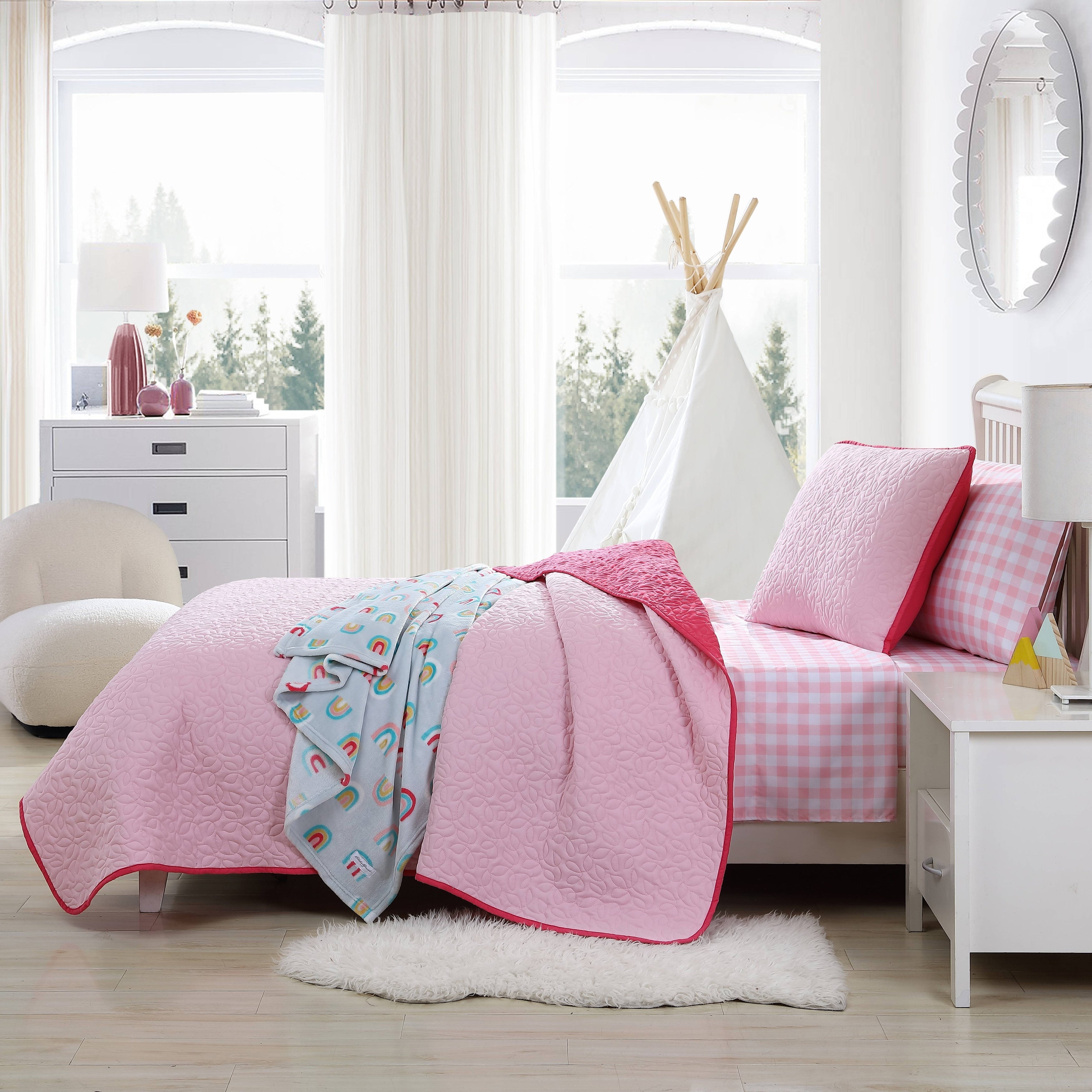Parure de lit rose pour enfants Eddie Bauer