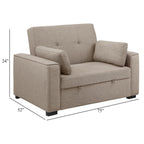 Canapé-lit convertible Edina, 2 oreillers, tissu beige, 190 cm