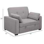 Canapé-lit convertible Edina, 2 oreillers, tissu gris, 190 cm