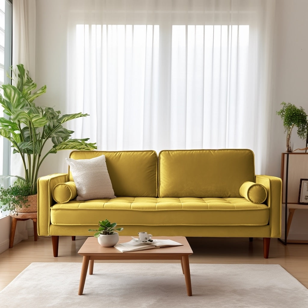 Canapé à accoudoirs carrés en velours Edona 70