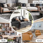 Canapé traditionnel en cuir véritable Eduard 84 avec pieds en bois sculpté par HULALA HOME