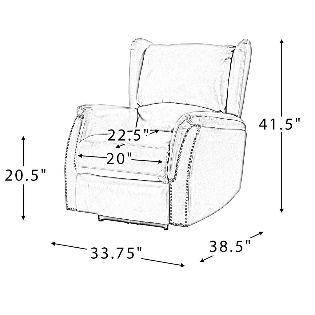 Fauteuil inclinable électrique en cuir véritable Eduardo avec port USB, lot de 2