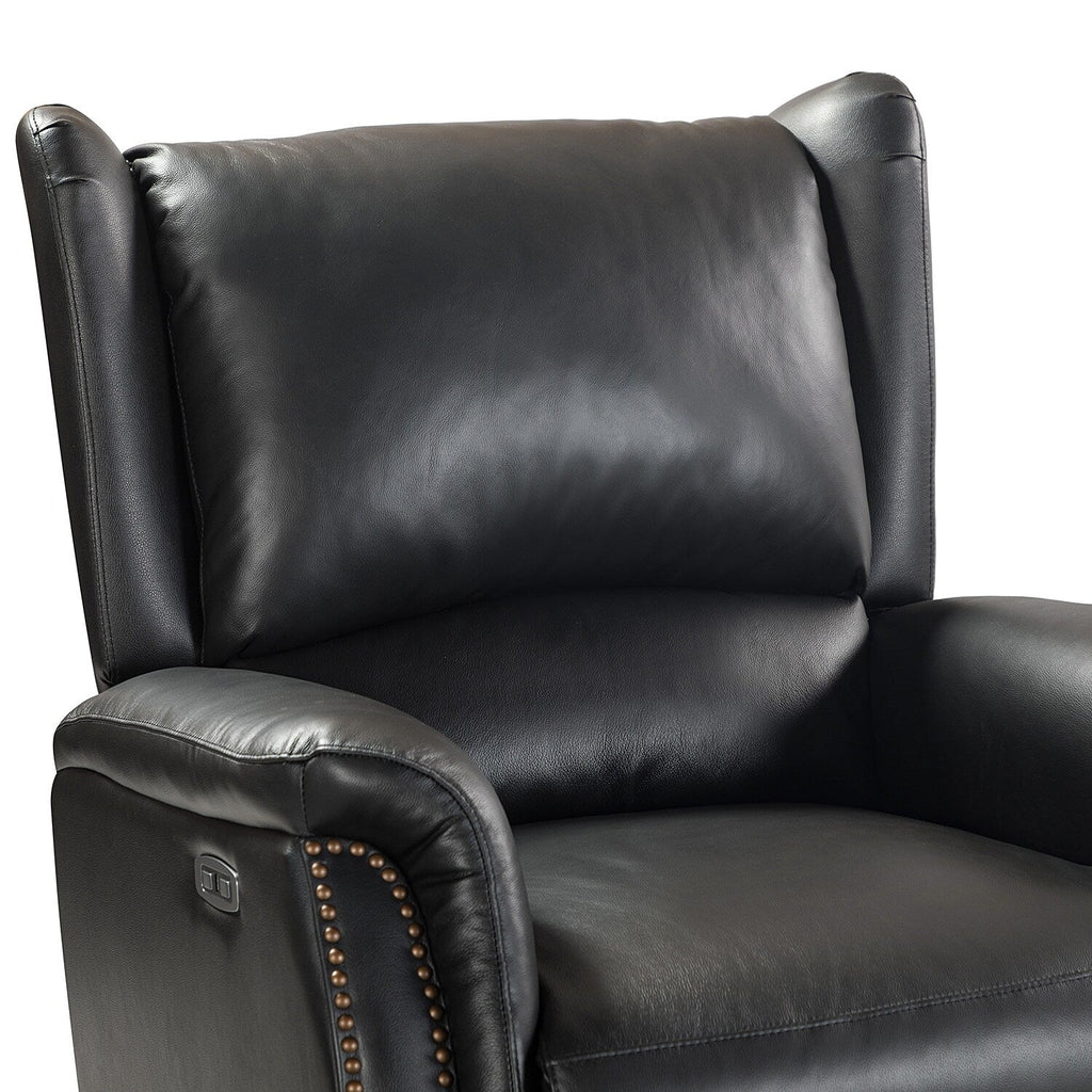 Fauteuil inclinable électrique en cuir véritable Eduardo avec port USB, lot de 2