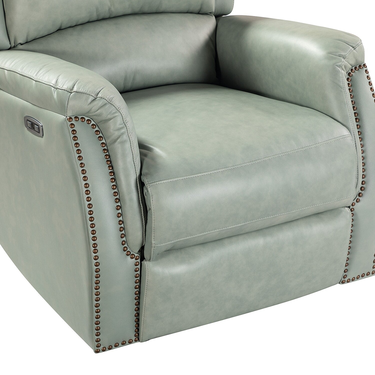 Fauteuil inclinable électrique en cuir véritable Eduardo avec port USB, lot de 2