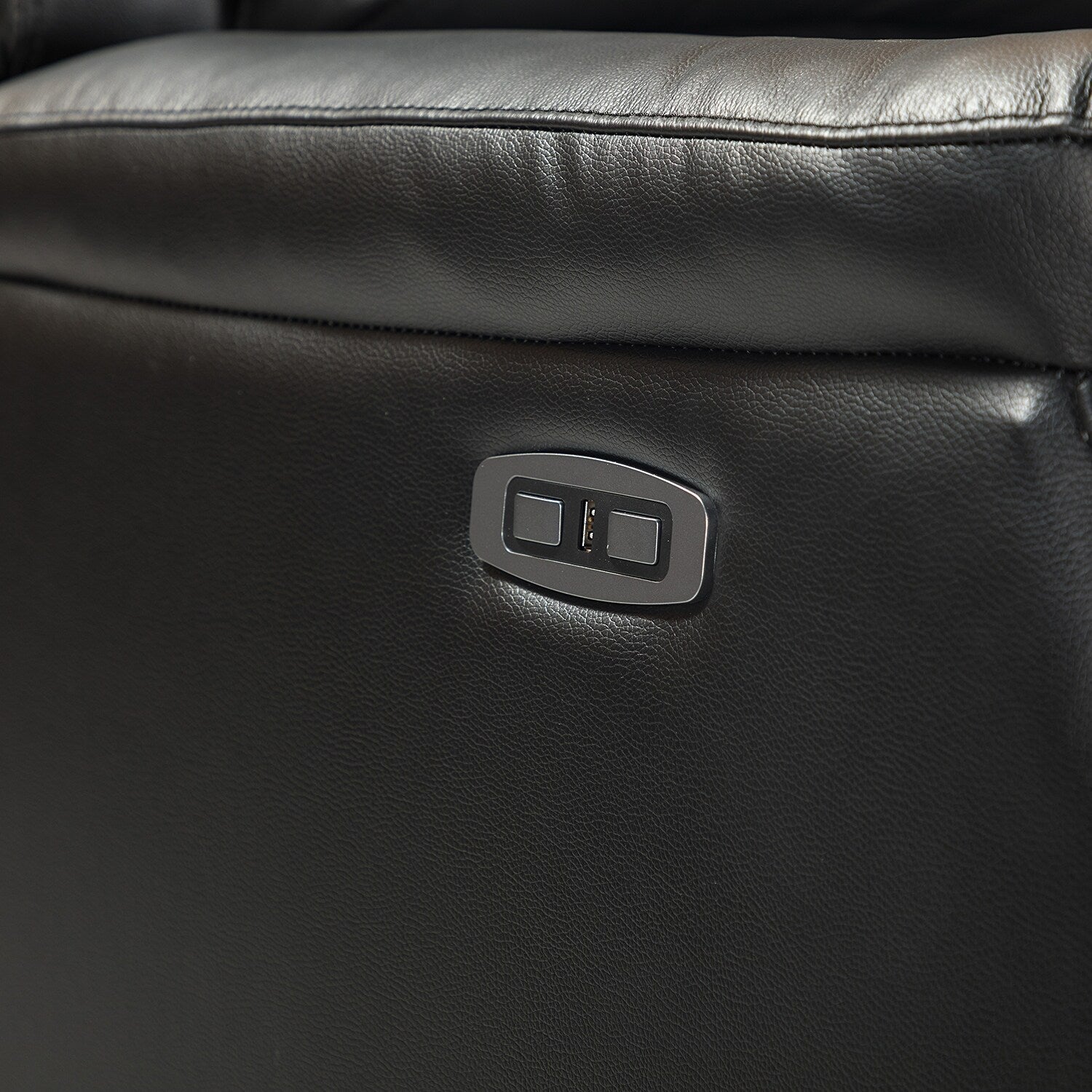 Fauteuil inclinable électrique en cuir véritable Eduardo avec port USB, lot de 2