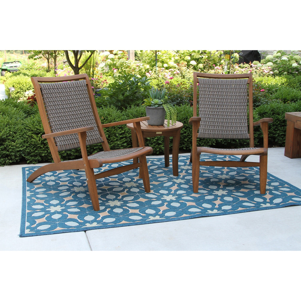 Ensemble de 3 chaises longues en osier d'eucalyptus Eilaf avec table d'appoint ronde