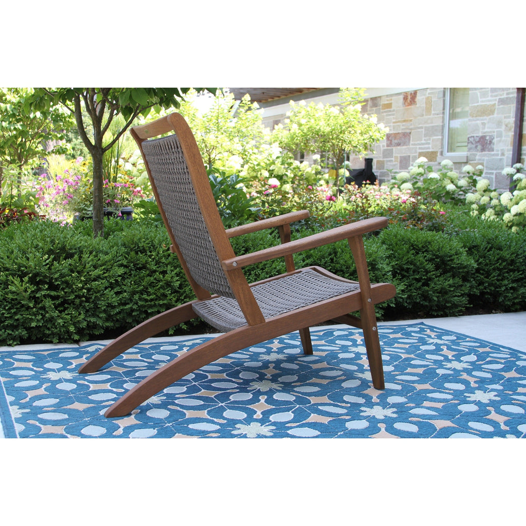 Ensemble de 3 chaises longues en osier d'eucalyptus Eilaf avec table d'appoint ronde