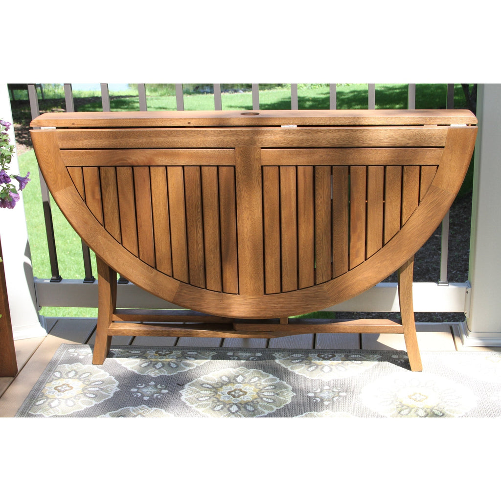 Table à manger pliante et chaises empilables Eilaf 5 pièces en eucalyptus