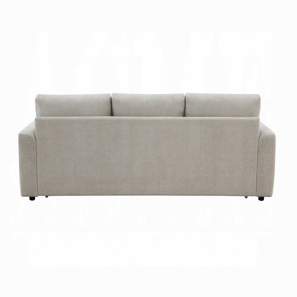 Canapé-lit double Eira avec lit gigogne, lin beige, 226 cm
