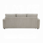 Canapé-lit double Eira avec lit gigogne, lin beige, 226 cm