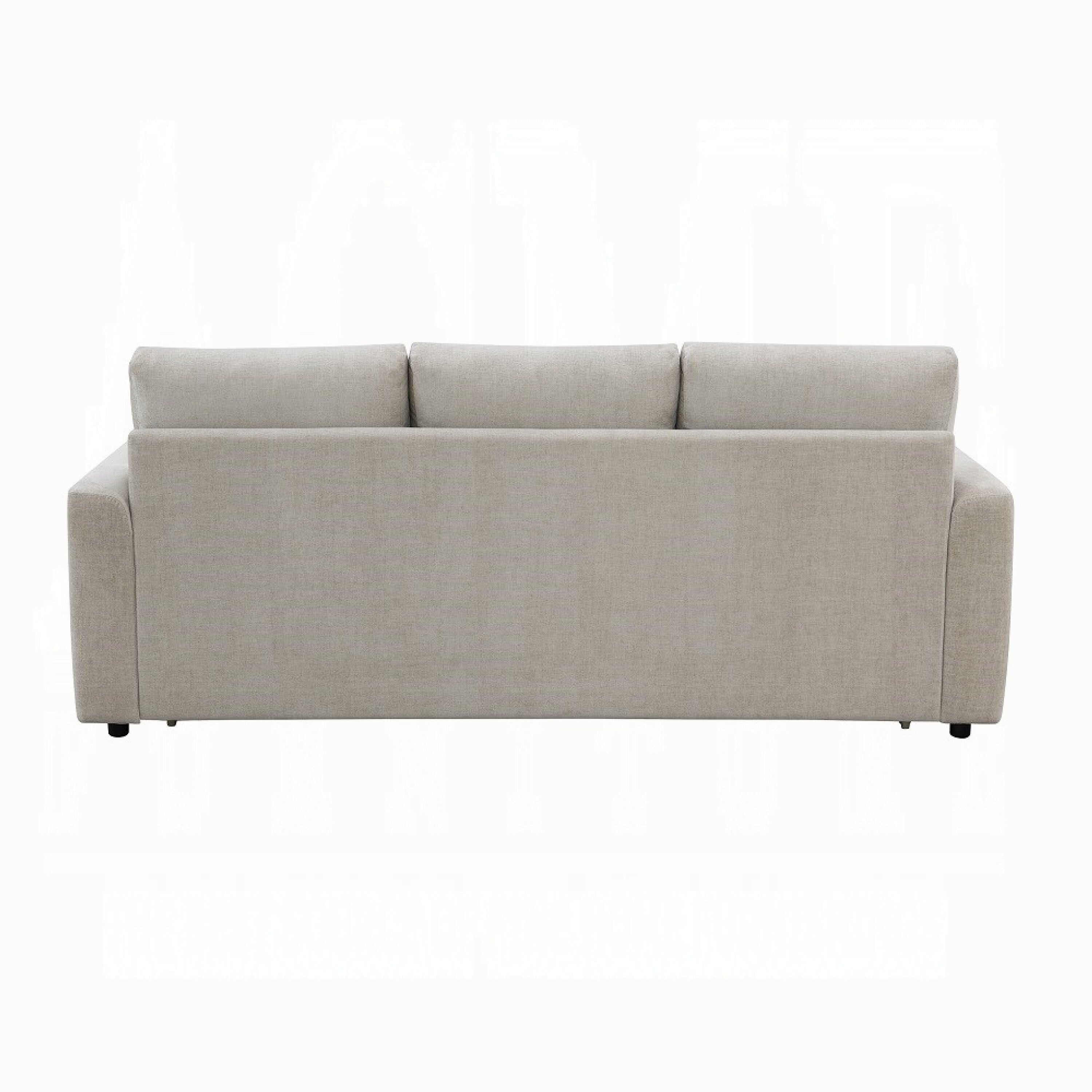 Canapé-lit double Eira avec lit gigogne, lin beige, 226 cm