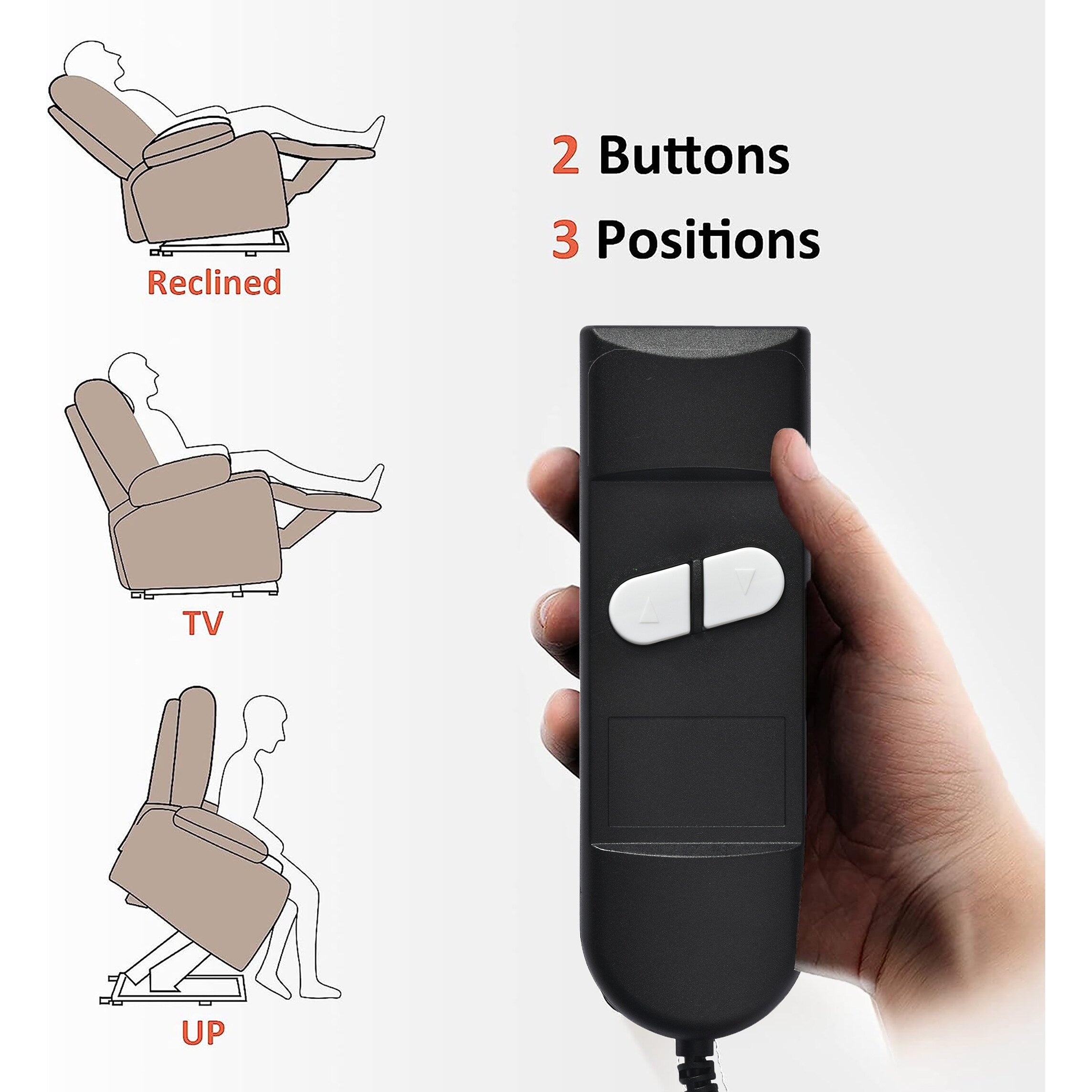Fauteuil inclinable électrique adapté aux personnes âgées avec télécommande, siège spacieux, poche latérale et angles réglables