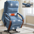 Fauteuil inclinable électrique en chenille avec deux moteurs, positions d'inclinaison infinies, chauffage et massage 8 points, accoudoirs en bois massif