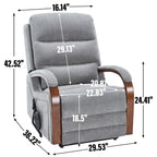 Fauteuil inclinable électrique en chenille avec deux moteurs, positions d'inclinaison infinies, chauffage et massage 8 points, accoudoirs en bois massif