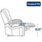 Fauteuil inclinable électrique en chenille avec deux moteurs, positions d'inclinaison infinies, chauffage et massage 8 points, accoudoirs en bois massif