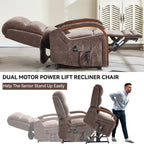 Fauteuil inclinable électrique en chenille avec deux moteurs, positions d'inclinaison infinies, chauffage et massage 8 points, accoudoirs en bois massif