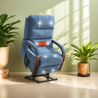 Fauteuil inclinable électrique en chenille avec deux moteurs, positions d'inclinaison infinies, chauffage et massage 8 points, accoudoirs en bois massif