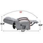 Fauteuil inclinable électrique en chenille avec deux moteurs, positions d'inclinaison infinies, chauffage et massage 8 points, accoudoirs en bois massif