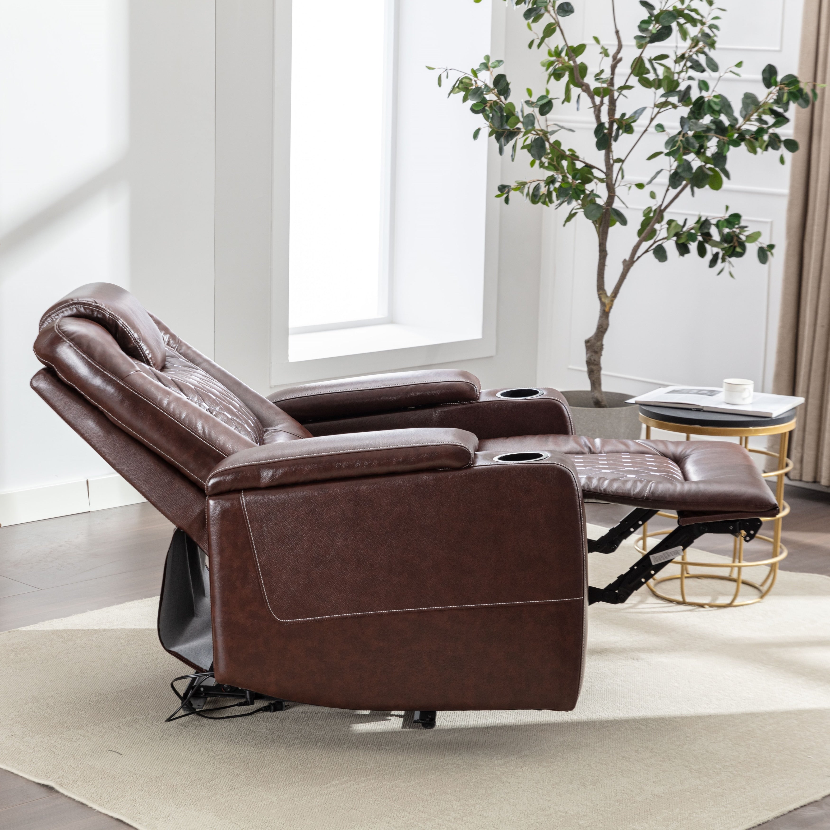 Canapé inclinable simple rembourré pour home cinéma électrique avec rangement dissimulé pour les accoudoirs