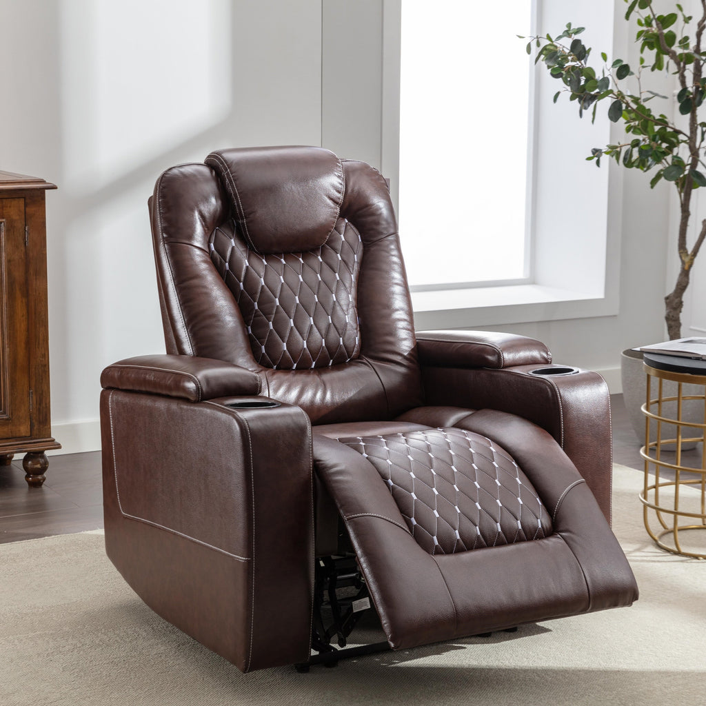 Canapé inclinable simple rembourré pour home cinéma électrique avec rangement dissimulé pour les accoudoirs