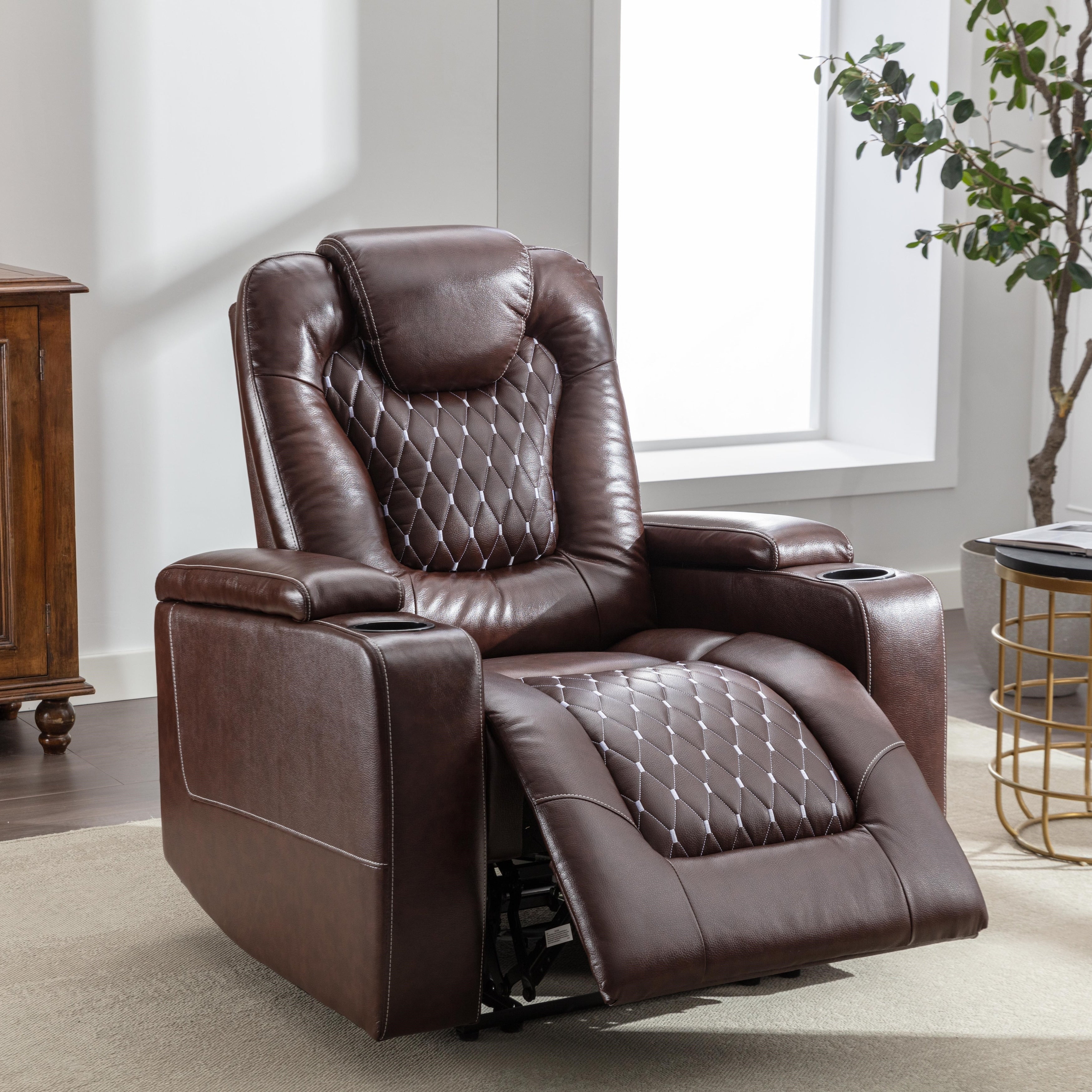 Canapé inclinable simple rembourré pour home cinéma électrique avec rangement dissimulé pour les accoudoirs