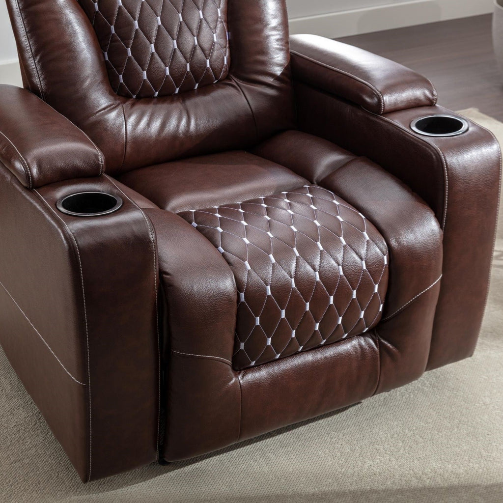 Canapé inclinable simple rembourré pour home cinéma électrique avec rangement dissimulé pour les accoudoirs