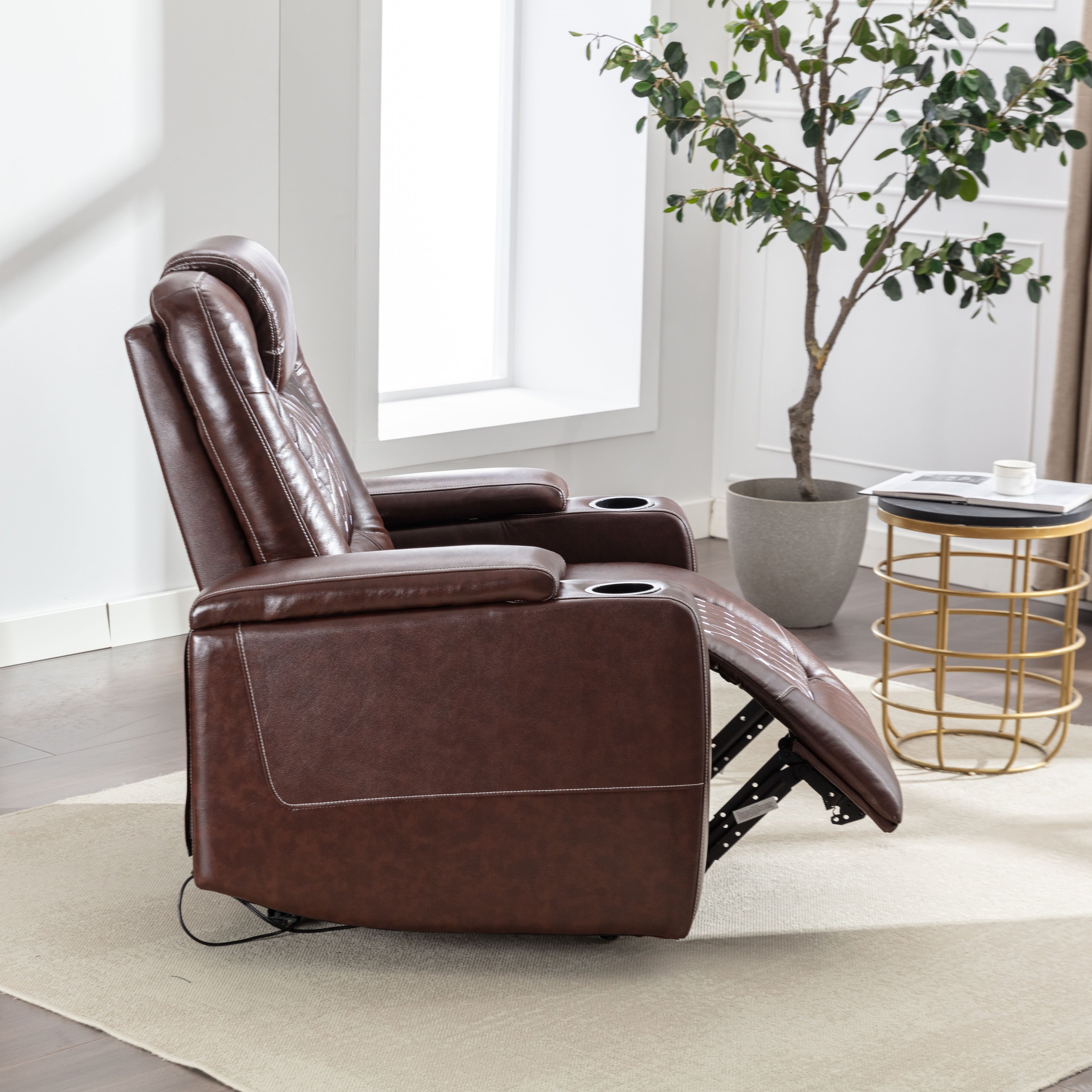 Canapé inclinable simple rembourré pour home cinéma électrique avec rangement dissimulé pour les accoudoirs