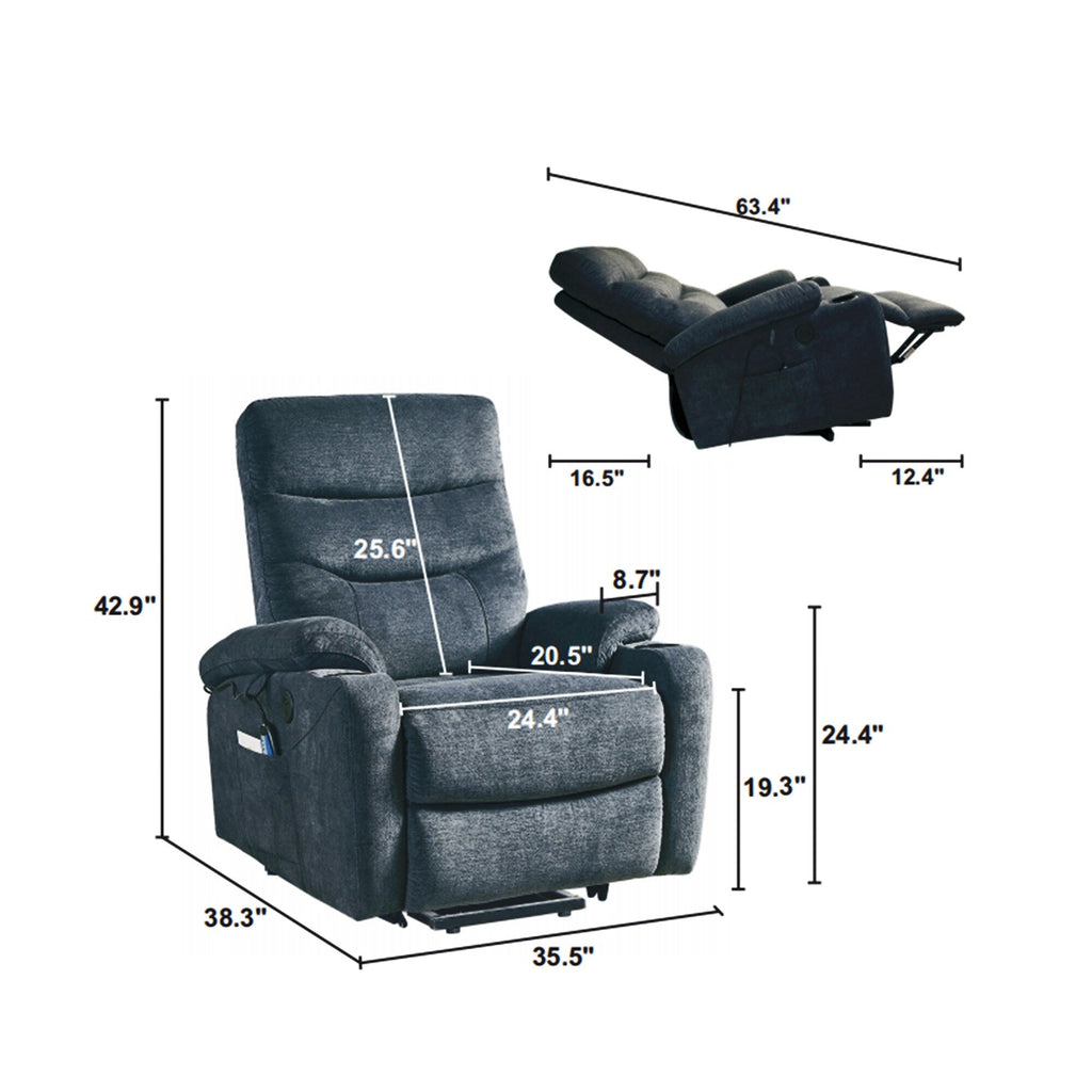 Fauteuil inclinable de massage électrique, chauffage lombaire, capacité de 158 kg, inclinaison réglable de 45° à 165°