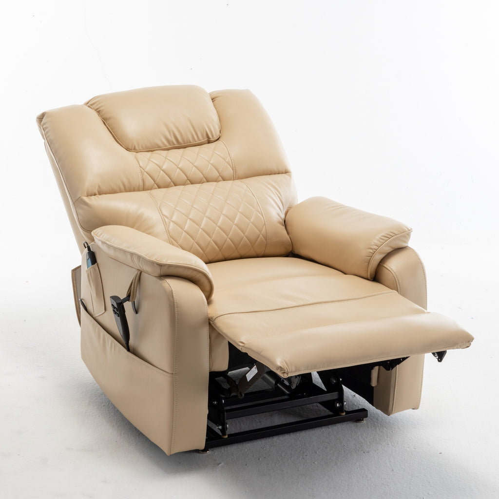 Fauteuil inclinable électrique pour personnes âgées avec inclinaison complète à 180°, moteur OKIN, siège large et poches latérales