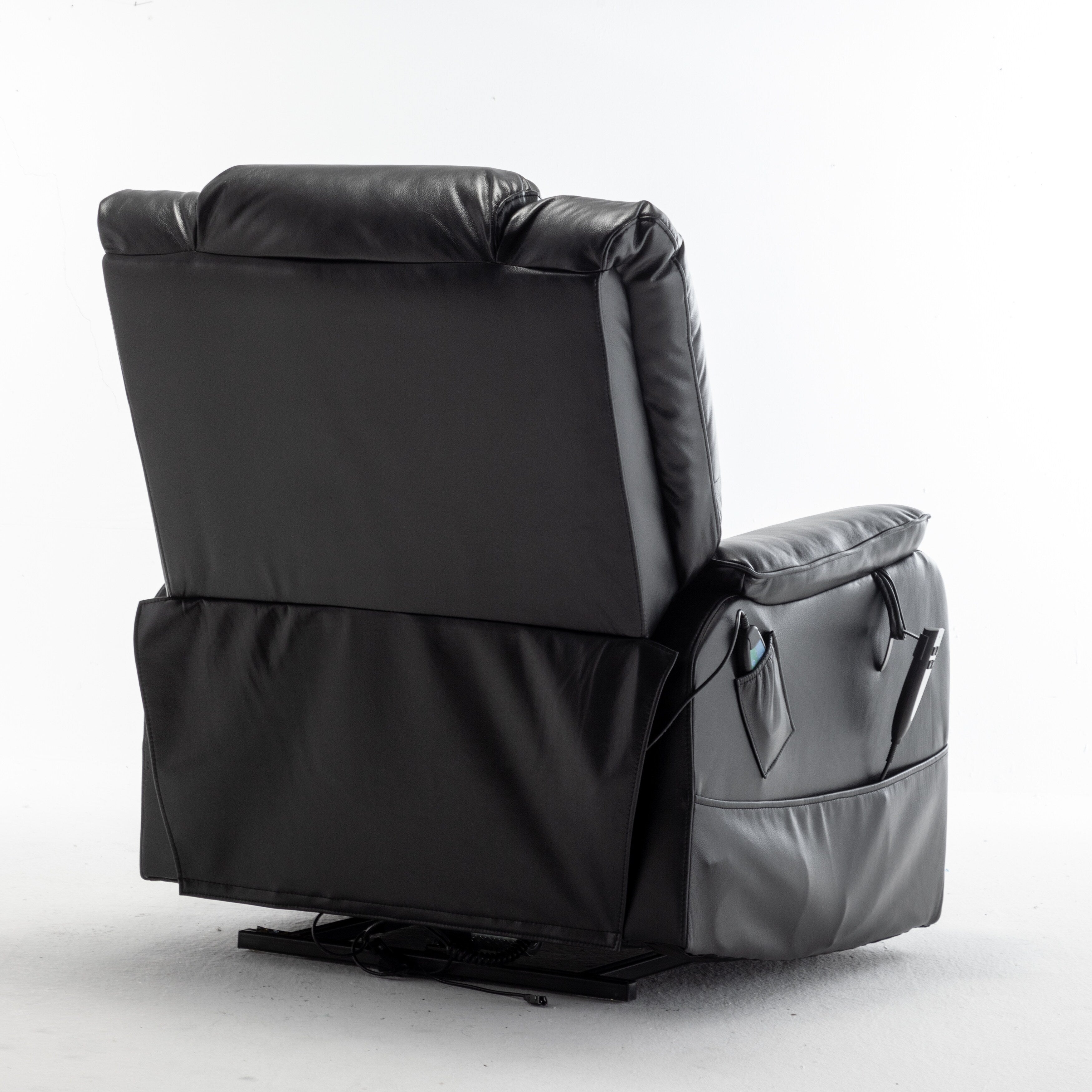 Fauteuil inclinable électrique pour personnes âgées avec inclinaison complète à 180°, moteur OKIN, siège large et poches latérales