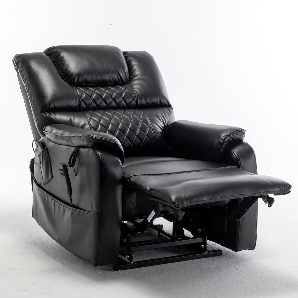 Fauteuil inclinable électrique pour personnes âgées avec inclinaison complète à 180°, moteur OKIN, siège large et poches latérales