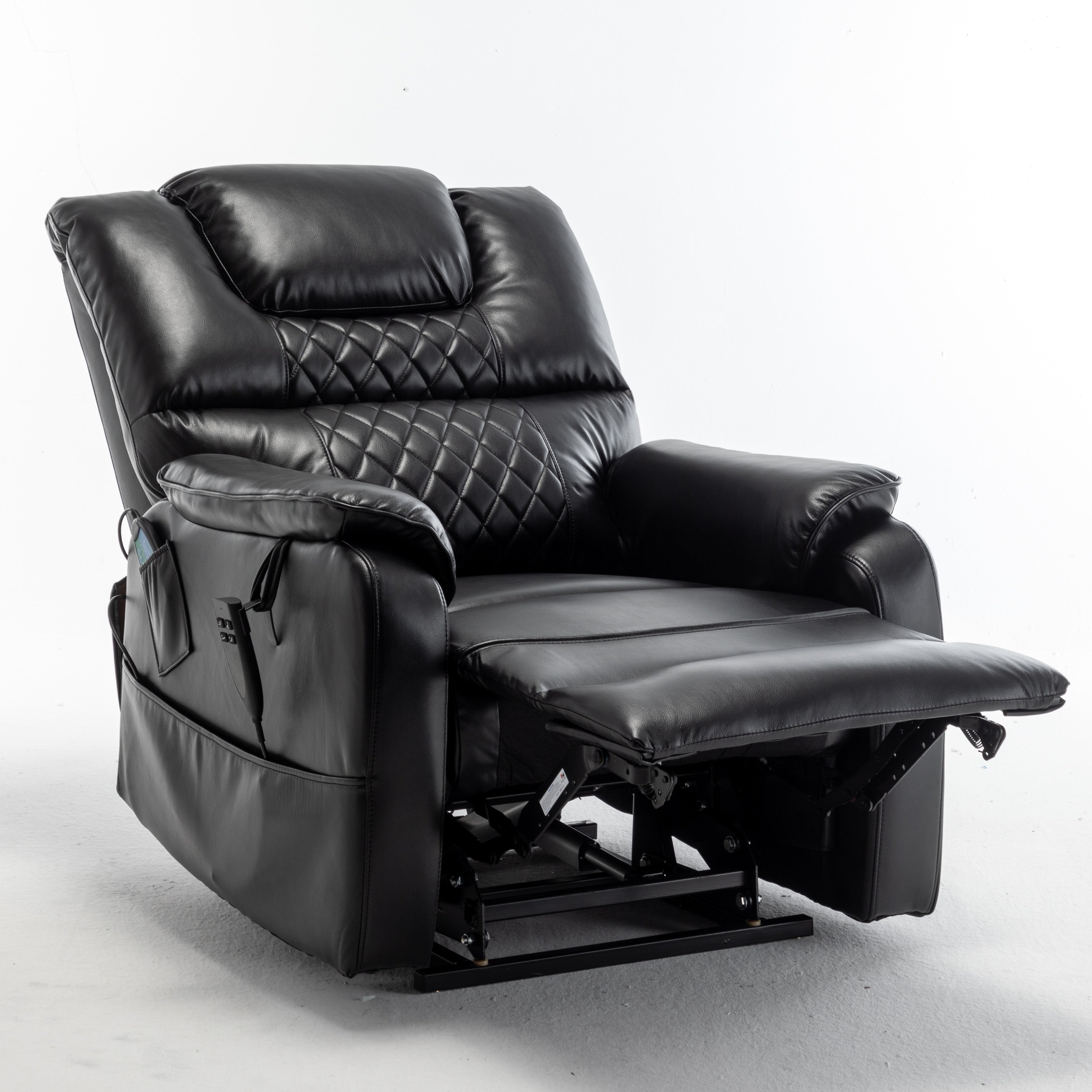 Fauteuil inclinable électrique pour personnes âgées avec inclinaison complète à 180°, moteur OKIN, siège large et poches latérales