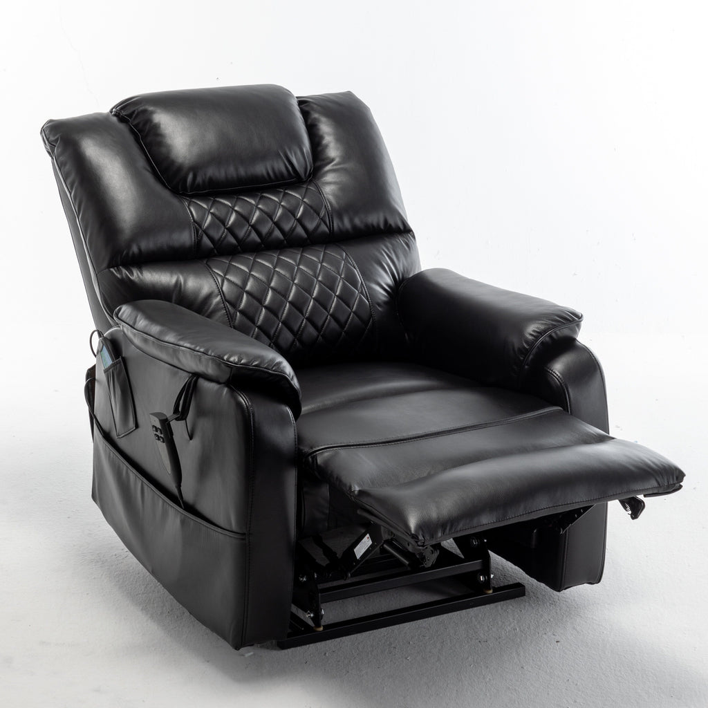 Fauteuil inclinable électrique pour personnes âgées avec inclinaison complète à 180°, moteur OKIN, siège large et poches latérales