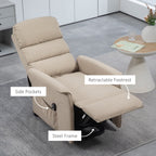Fauteuil inclinable électrique pour personnes âgées, canapé inclinable réglable en tissu avec télécommande et poches latérales